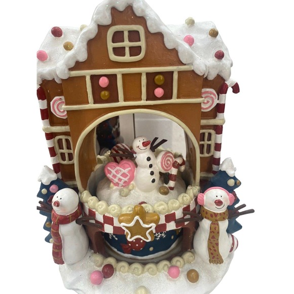 Gingerbread House Musical Rotating Snowman Music Box by Studio Nova W/Box - Picture 12 of 16